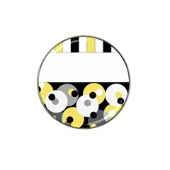 Black, Gray, Yellow Stripes And Dots Hat Clip Ball Marker by digitaldivadesigns