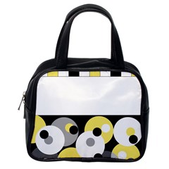 Black, Gray, Yellow Stripes And Dots Classic Handbags (one Side) by digitaldivadesigns