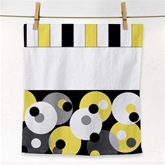 Black, Gray, Yellow Stripes And Dots Face Towel by digitaldivadesigns