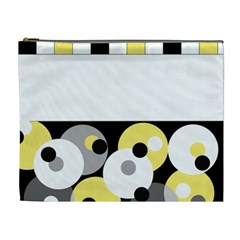 Black, Gray, Yellow Stripes And Dots Cosmetic Bag (xl) by digitaldivadesigns