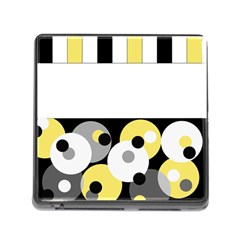 Black, Gray, Yellow Stripes And Dots Memory Card Reader (square) by digitaldivadesigns