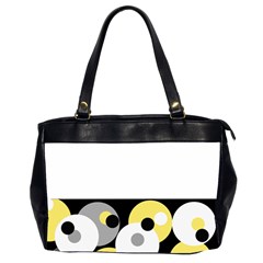 Black, Gray, Yellow Stripes And Dots Office Handbags (2 Sides)  by digitaldivadesigns