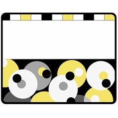 Black, Gray, Yellow Stripes And Dots Fleece Blanket (medium)  by digitaldivadesigns