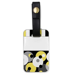 Black, Gray, Yellow Stripes And Dots Luggage Tags (one Side)  by digitaldivadesigns