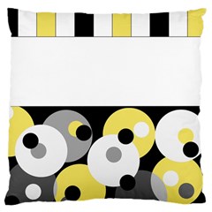 Black, Gray, Yellow Stripes And Dots Large Cushion Case (one Side) by digitaldivadesigns