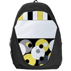 Black, Gray, Yellow Stripes And Dots Backpack Bag by digitaldivadesigns