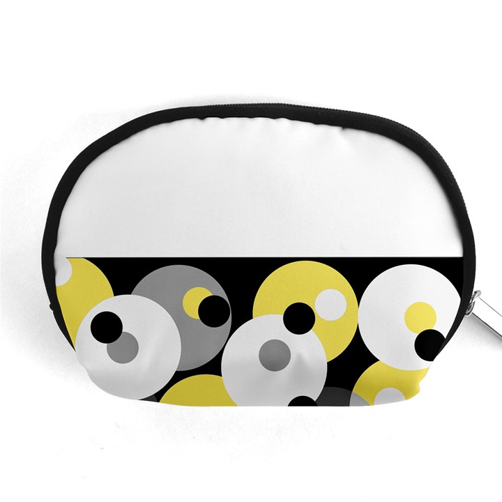 Black, Gray, Yellow Stripes and Dots Accessory Pouches (Medium) 