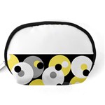 Black, Gray, Yellow Stripes and Dots Accessory Pouches (Medium)  Back