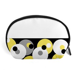 Black, Gray, Yellow Stripes And Dots Accessory Pouches (large)  by digitaldivadesigns