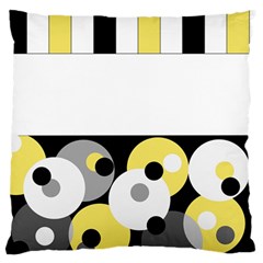 Black, Gray, Yellow Stripes And Dots Standard Flano Cushion Case (one Side) by digitaldivadesigns