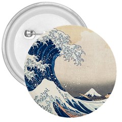 The Classic Japanese Great Wave Off Kanagawa By Hokusai 3  Buttons by PodArtist