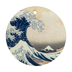 The Classic Japanese Great Wave Off Kanagawa By Hokusai Ornament (round) by PodArtist