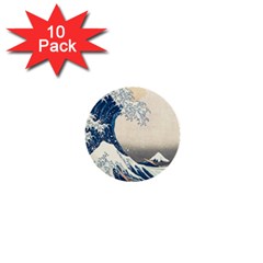 The Classic Japanese Great Wave Off Kanagawa By Hokusai 1  Mini Buttons (10 Pack)  by PodArtist