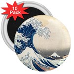 The Classic Japanese Great Wave off Kanagawa by Hokusai 3  Magnets (10 pack)  Front