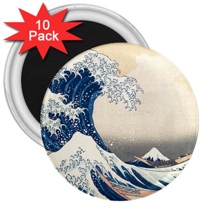 The Classic Japanese Great Wave off Kanagawa by Hokusai 3  Magnets (10 pack) 