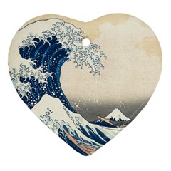 The Classic Japanese Great Wave Off Kanagawa By Hokusai Heart Ornament (two Sides) by PodArtist