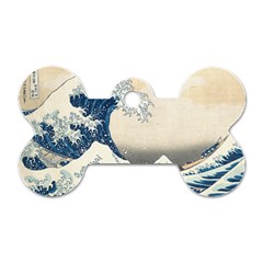 The Classic Japanese Great Wave Off Kanagawa By Hokusai Dog Tag Bone (one Side) by PodArtist