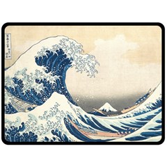 The Classic Japanese Great Wave Off Kanagawa By Hokusai Double Sided Fleece Blanket (large)  by PodArtist