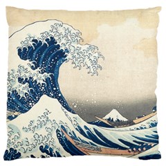 The Classic Japanese Great Wave Off Kanagawa By Hokusai Large Flano Cushion Case (one Side) by PodArtist