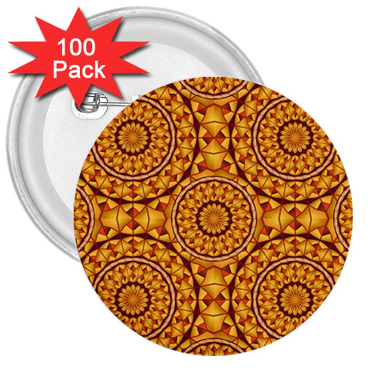 Golden Mandalas Pattern 3  Buttons (100 pack) 