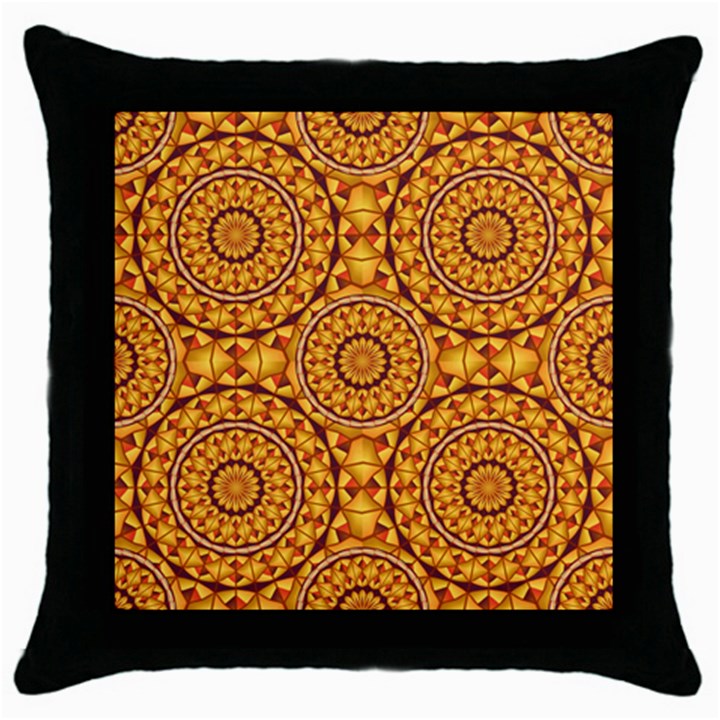 Golden Mandalas Pattern Throw Pillow Case (Black)