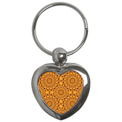 Golden Mandalas Pattern Key Chains (heart)  by linceazul