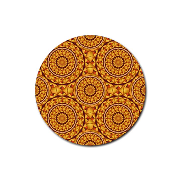 Golden Mandalas Pattern Rubber Coaster (Round) 