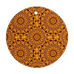 Golden Mandalas Pattern Round Ornament (two Sides) by linceazul