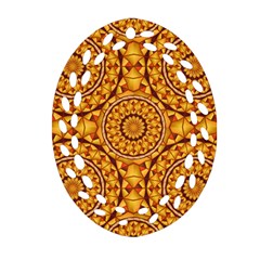 Golden Mandalas Pattern Oval Filigree Ornament (two Sides) by linceazul