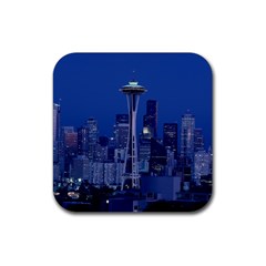 Space Needle Seattle Washington Rubber Coaster (square)  by Nexatart