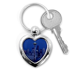 Space Needle Seattle Washington Key Chains (heart)  by Nexatart