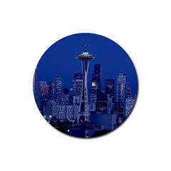 Space Needle Seattle Washington Rubber Coaster (round)  by Nexatart