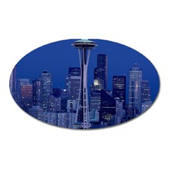 Space Needle Seattle Washington Oval Magnet by Nexatart