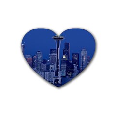 Space Needle Seattle Washington Heart Coaster (4 Pack)  by Nexatart