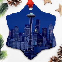 Space Needle Seattle Washington Snowflake Ornament (two Sides) by Nexatart