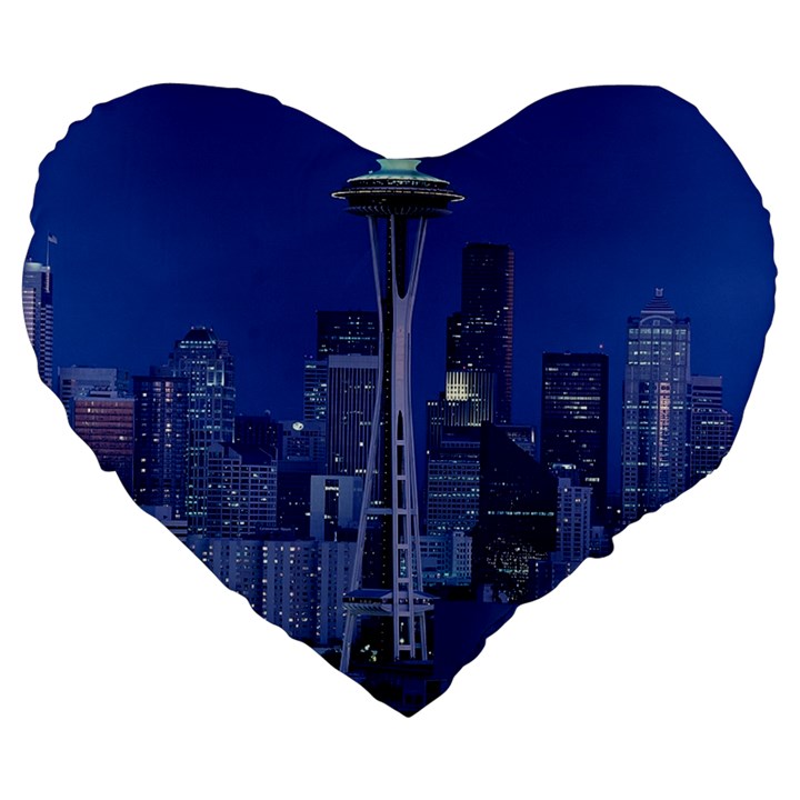 Space Needle Seattle Washington Large 19  Premium Heart Shape Cushions