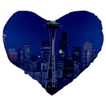 Space Needle Seattle Washington Large 19  Premium Heart Shape Cushions Back