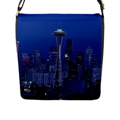 Space Needle Seattle Washington Flap Messenger Bag (l)  by Nexatart