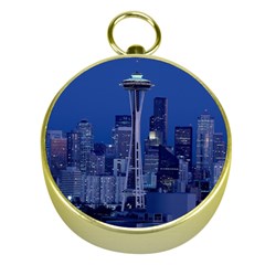 Space Needle Seattle Washington Gold Compasses by Nexatart