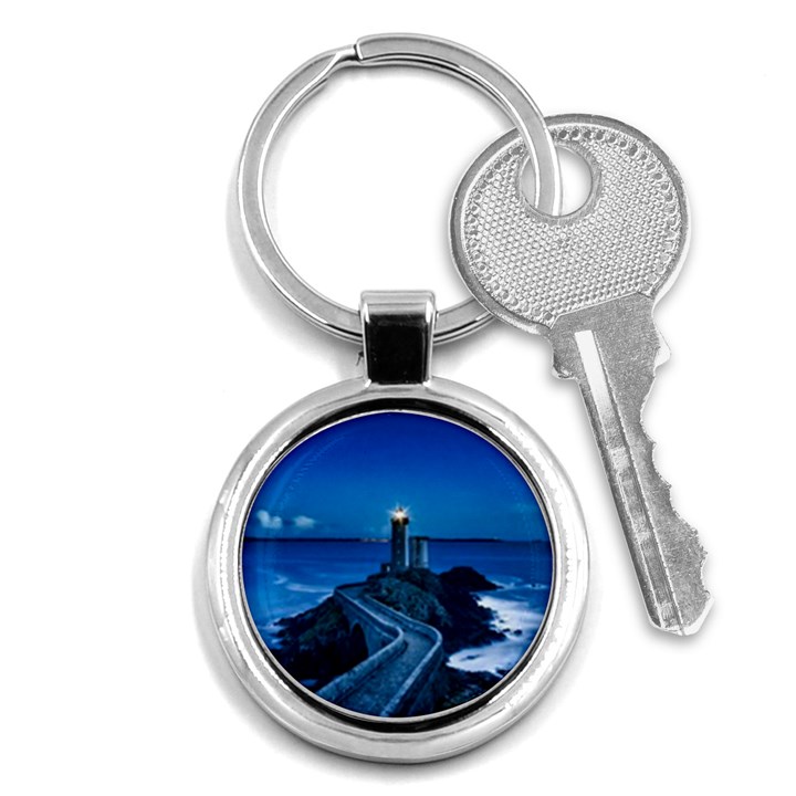 Plouzane France Lighthouse Landmark Key Chains (Round) 