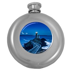 Plouzane France Lighthouse Landmark Round Hip Flask (5 oz)