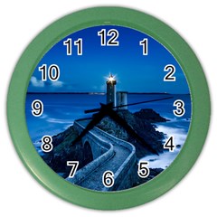 Plouzane France Lighthouse Landmark Color Wall Clocks by Nexatart