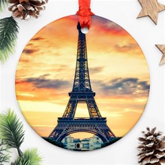 Eiffel Tower Paris France Landmark Ornament (round) by Nexatart