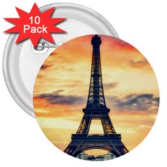 Eiffel Tower Paris France Landmark 3  Buttons (10 Pack)  by Nexatart