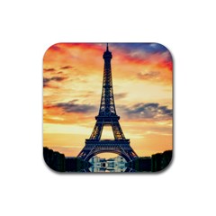 Eiffel Tower Paris France Landmark Rubber Coaster (square)  by Nexatart