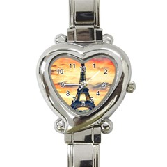 Eiffel Tower Paris France Landmark Heart Italian Charm Watch by Nexatart