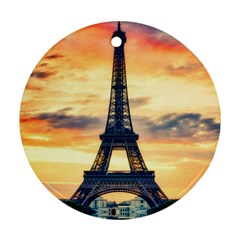 Eiffel Tower Paris France Landmark Round Ornament (two Sides) by Nexatart