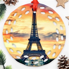 Eiffel Tower Paris France Landmark Ornament (round Filigree) by Nexatart