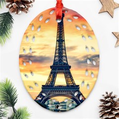 Eiffel Tower Paris France Landmark Ornament (oval Filigree) by Nexatart