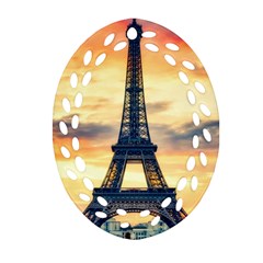 Eiffel Tower Paris France Landmark Oval Filigree Ornament (two Sides) by Nexatart